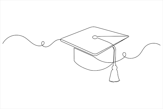 Ikona czapki stopniowej jeden rysunek liniowy minimalistyczna prosta ilustracja wektorowa
