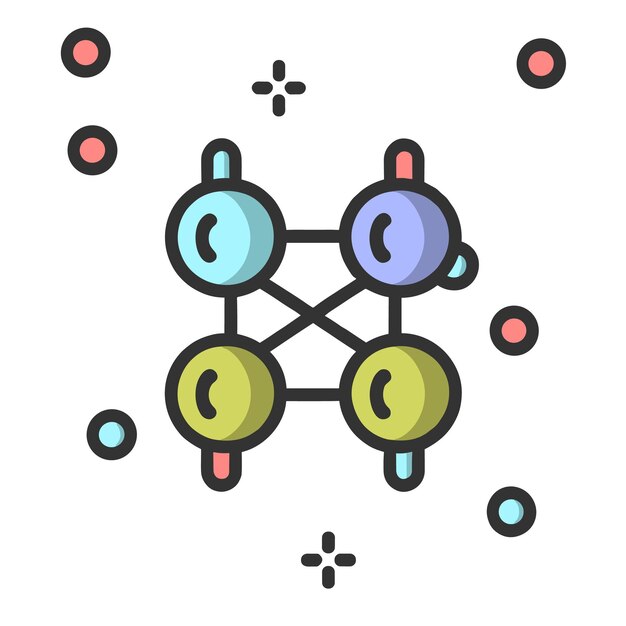 Plik wektorowy ikona cząsteczki prosta cząsteczka kolorowa płaska ikona na izolowanym białym tle