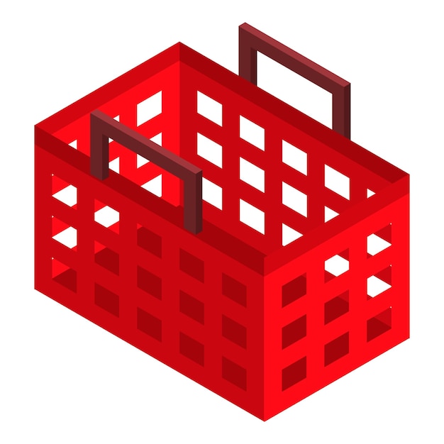 Plik wektorowy ikona czerwonego koszyka sklepowego izometryczne ikony wektora czerwonego koszyka sklepowego do projektowania stron internetowych izolowane na białym tle