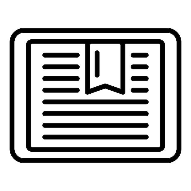 Ikona czytania książki tabletu Zarys ikony czytania książki tabletu wektor ikona do projektowania stron internetowych na białym tle