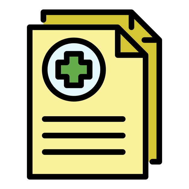 Plik wektorowy ikona dokumentów medycznych wykres dokumentów medicznych wektor ikona kolor płaski odizolowany