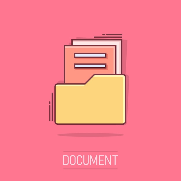 Plik wektorowy ikona dokumentu kreskówki wektorowej w stylu komiksowym plik danych archiwum znak ilustracja piktogram koncepcja efektu splash biznesowego dokumentu