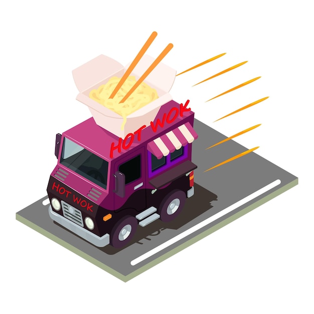 Ikona dostawy makaronu Izometryczna ilustracja ikony wektora dostawy makaronu dla sieci web