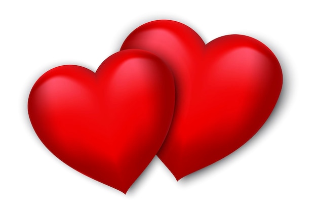 Ikona Dwóch Czerwonych Serc 3d Ilustracja Zdjęcia Miłości Ślubne Tło Zbiory Zdjęć Obraz wektorowy