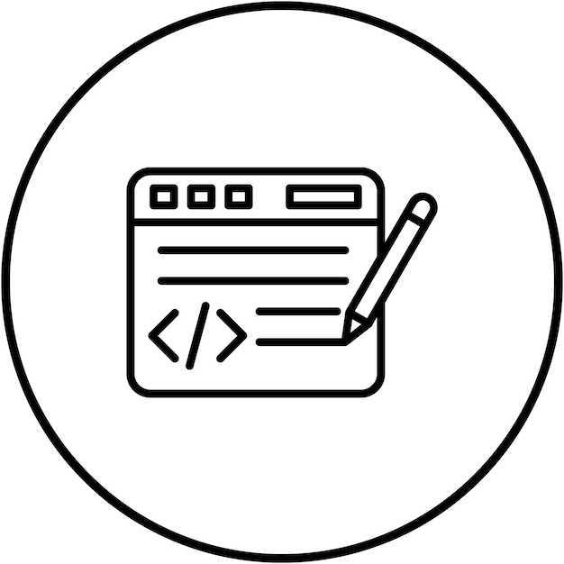 Ikona edycji wektora kodu może być używana do zestawu ikon programowania komputerowego