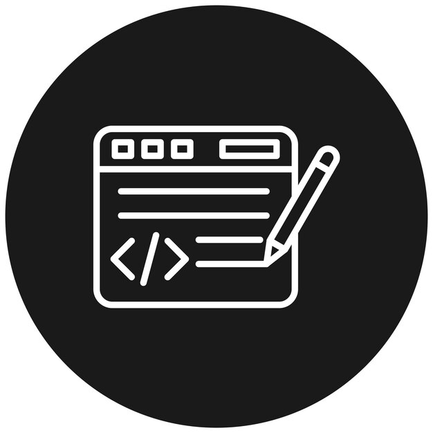 Ikona edycji wektora kodu może być używana do zestawu ikon programowania komputerowego