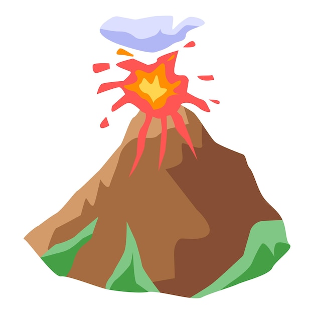 Plik wektorowy ikona erupcji wulkanu izometryczna ikona wektora erupcji wulkanu do projektowania stron internetowych izolowana na białym tle