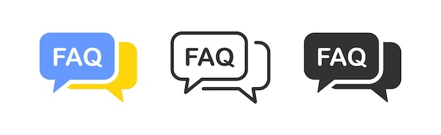 Ikona FAQ Pytanie symbol bańki Znaki odpowiedzi Symbole wiadomości Ikony zapytania Formularz wiadomości Czarny płaski kolor Znak wektorowy