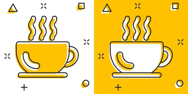 Ikona Filiżanki Kawy W Stylu Komiksowym Gorąca Herbata Kreskówka Wektor Ilustracja Na Białym Tle Na Białym Tle Napój Kubek Efekt Powitalny Koncepcja Biznesowa