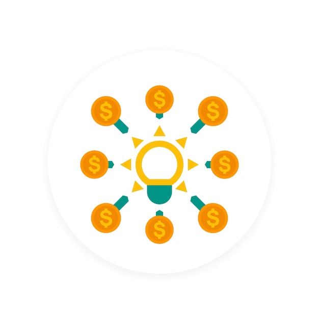 Plik wektorowy ikona finansowania społecznościowego w stylu płaskim