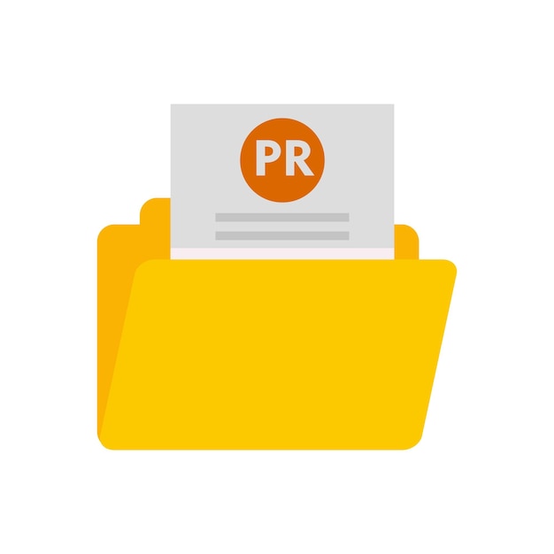 Ikona folderu pr doc Płaska ilustracja ikony wektora folderu pr doc izolowanej na białym tle