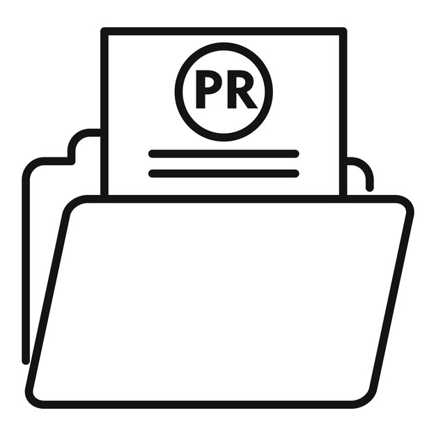 Ikona folderu pr doc Zarys wektora ikony folderu pr doc do projektowania stron internetowych izolowana na białym tle