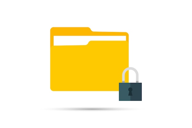 Ikona Folderu Z Ikoną Technologii Szyfrowania Tajnego Katalogu Dokumentów Zabezpieczających Kłódkę
