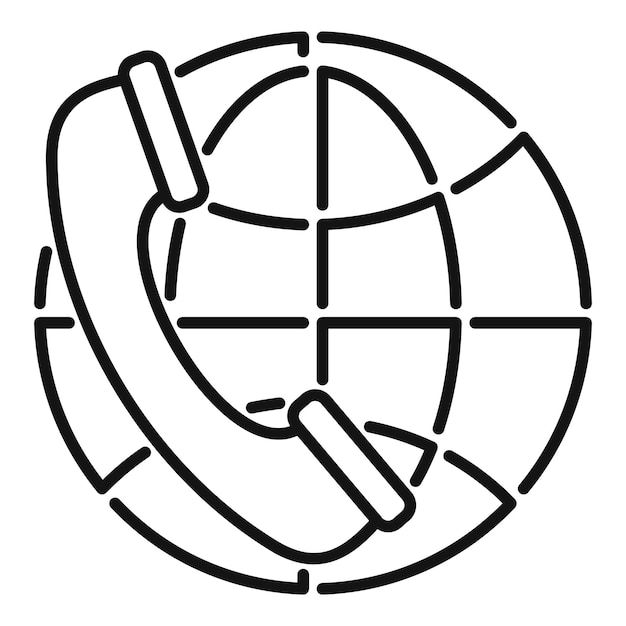 Plik wektorowy ikona globalnego call center zarys globalnej ikony call center do projektowania stron internetowych izolowana na białym tle