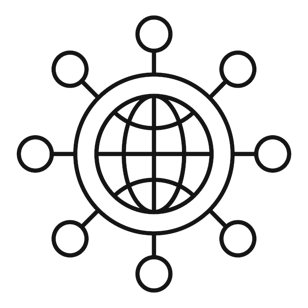 Ikona Globalnego Punktu Serwera Zarys Globalnej Ikony Wektora Punktu Serwera Do Projektowania Stron Internetowych Izolowana Na Białym Tle