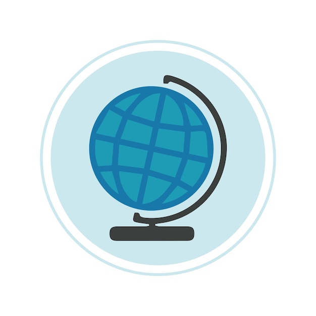 Plik wektorowy ikona globu na okrągłym niebieskim tle