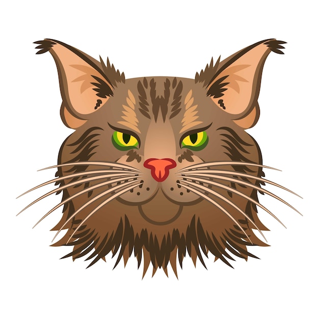 Ikona głowy Maine Coon Wektorowa ikona głowy Main Coon do projektowania stron internetowych izolowana na białym tle