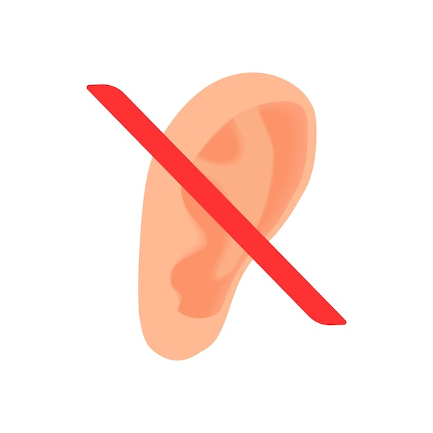 Plik wektorowy ikona głuchoty w stylu kreskówki na białym tle