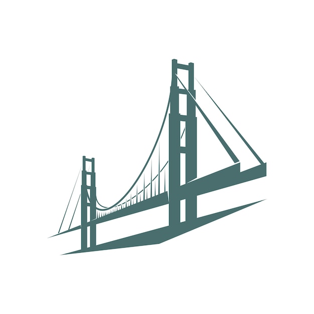 Plik wektorowy ikona graficzna mostu wiszącego architektury miasta