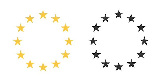 Ikona gwiazdy Unii Europejskiej wektor symbol flagi Unii Europejskiej Euro ikona wektor