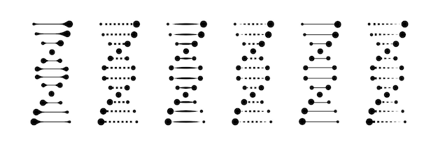 Ikona Helisy Dna Zestaw Ikon Kwasu Dezoksyrybonukleinowego Dna Genetyczny Kod Molekularny Struktura Cząsteczki Dna Zestaw Graficzny Ilustracja Eps 10