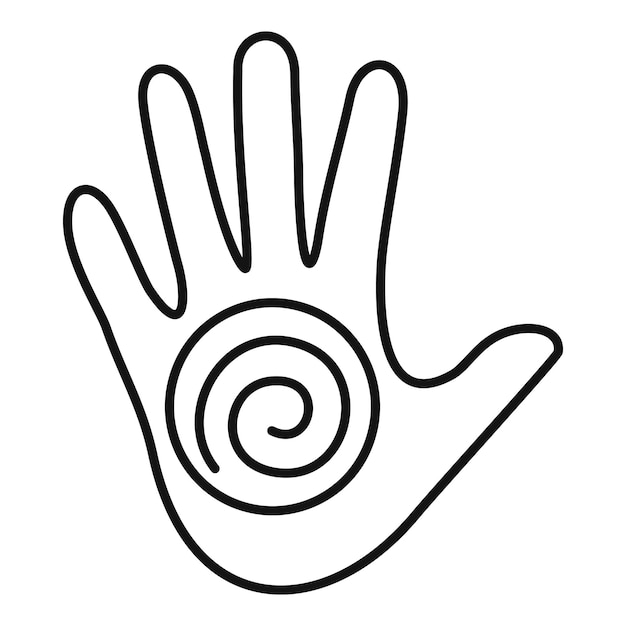 Plik wektorowy ikona hipnozy spirali dłoni zarys ikony wektora hipnozy spirali dłoni do projektowania stron internetowych izolowany na białym tle