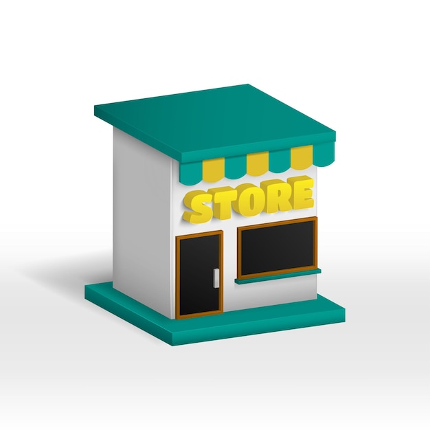 Ikona ilustracji sklepu izometrycznego wektorowego 3D