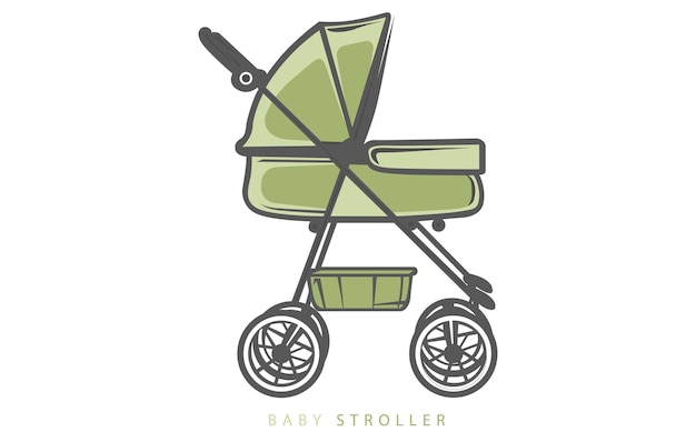 Plik wektorowy ikona ilustracji wektorowej sklepu dla dzieci prosty logo sklepu dla dzieci z wózkiem dla dzieci