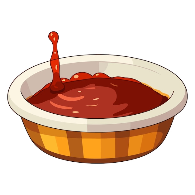 Plik wektorowy ikona ilustrująca sos do grilla w misce kolorowej, aby podkreślić jego użycie w barze lub