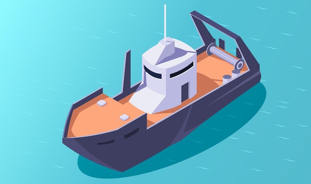 Ikona izometryczna jachtów Statek podróżny Luksusowy morski statek wycieczkowy Yachting 3d statek Wędkarski rejs morski Turystyka transport wodny dla rzeki lub jeziora Ilustracja wektorowa