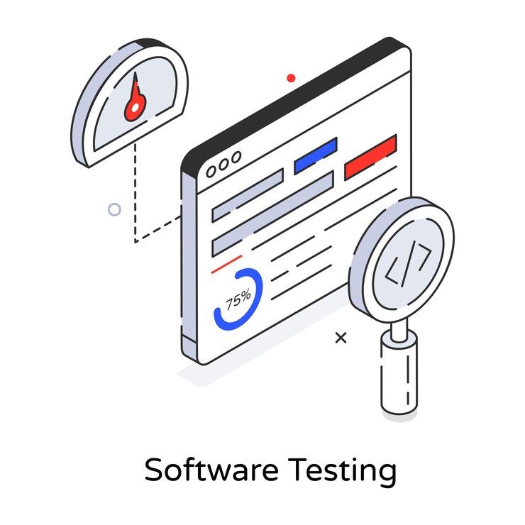 Wektor ikona izometryczna testowania oprogramowania premium