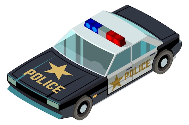 Plik wektorowy ikona izometryczna z przodu samochodu patrolowego samochód policyjny