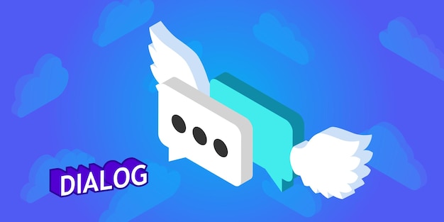 Ikona izometrycznego projektu okna dialogowego Wektorowa ilustracja internetowa 3d kolorowa koncepcja