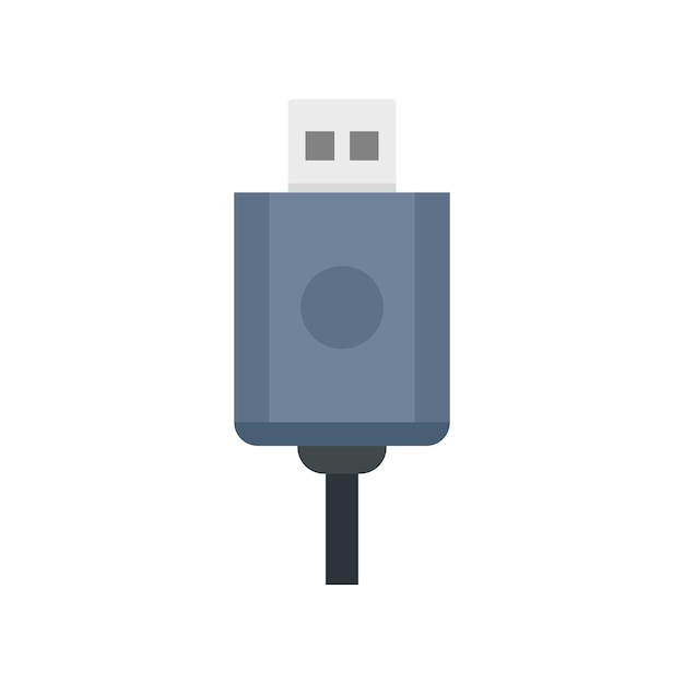 Ikona kabla USB Płaska ilustracja ikony wektora kabla USB izolowanej na białym tle