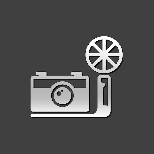 Ikona kamery vintage w stylu szarego metalu Fotografia obraz obraz analogowy