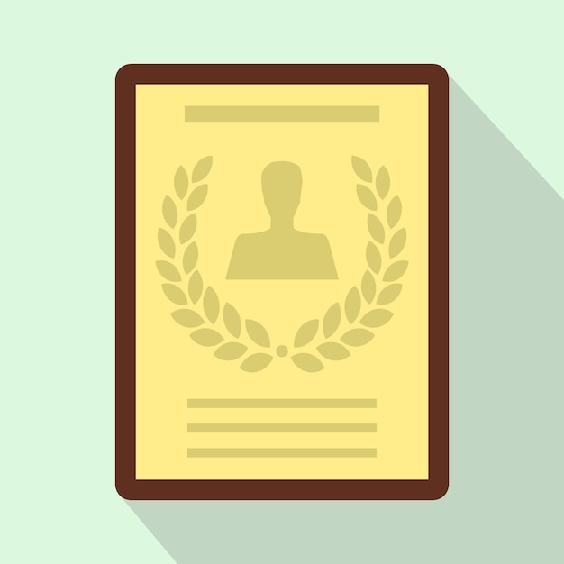 Plik wektorowy ikona karty dyplomu certyfikatu w stylu płaski na jasnoniebieskim tle