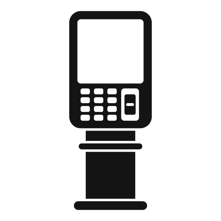Wektor ikona kiosku informacyjnego zapewniającego pomoc cyfrową