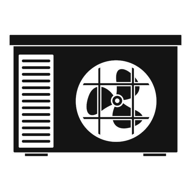 Plik wektorowy ikona klimatyzatora zewnętrznego prosta ilustracja ikony wektorowej klimatyzatora wewnętrznego do projektowania stron internetowych izolowana na białym tle