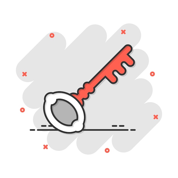 Plik wektorowy ikona klucza w stylu komiksowym dostęp do logowania wektor kreskówka ilustracja piktogram hasło klucz biznes koncepcja efekt powitalny