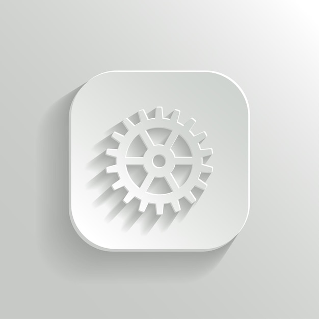 Ikona koła zębatego wektor biały przycisk aplikacji