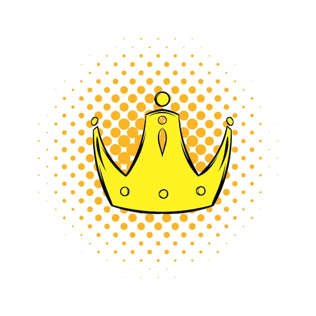 Plik wektorowy ikona komiksu ze złotą koroną pojedyncza ilustracja na białym tle