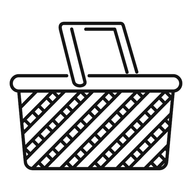 Ikona koszyka kempingowego Zarys ikony wektora koszyka kempingowego do projektowania stron internetowych izolowany na białym tle