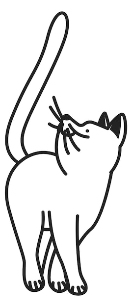 Ikona kota Śmieszne zwierzę symbol czarnej linii na białym tle