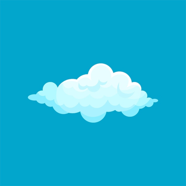Plik wektorowy ikona kreskówka puszysta jasnoniebieska chmura latająca na niebie symbol pogody płaski wektor dla aplikacji mobilnej lub książki dla dzieci