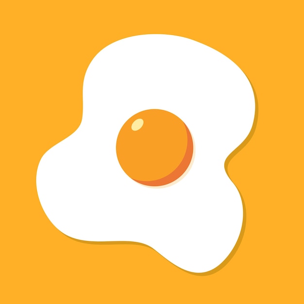 Plik wektorowy ikona kreskówka śniadanie jajko sadzone na białym tle płaski omlet posiłek żółtko logo kształt symbol projekt
