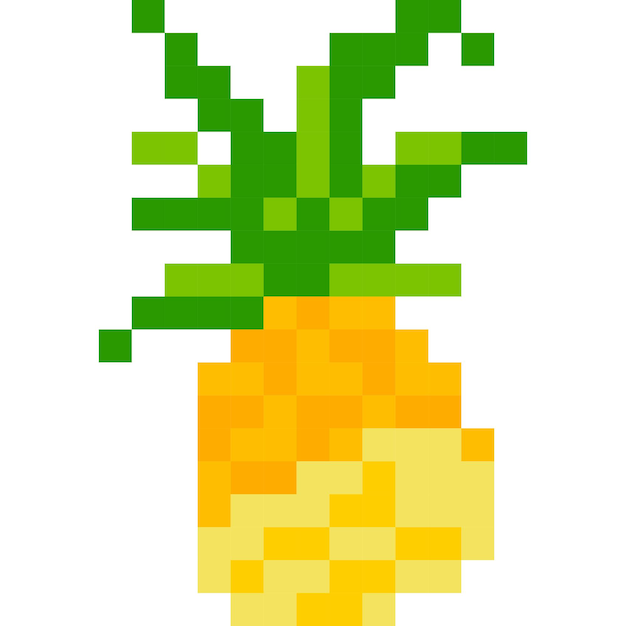 Plik wektorowy ikona kreskówki ananasa w stylu piksela