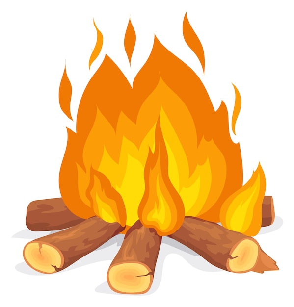 Plik wektorowy ikona kreskówki płonącego ogniska płomień ognia ogniska izolowany na białym tle