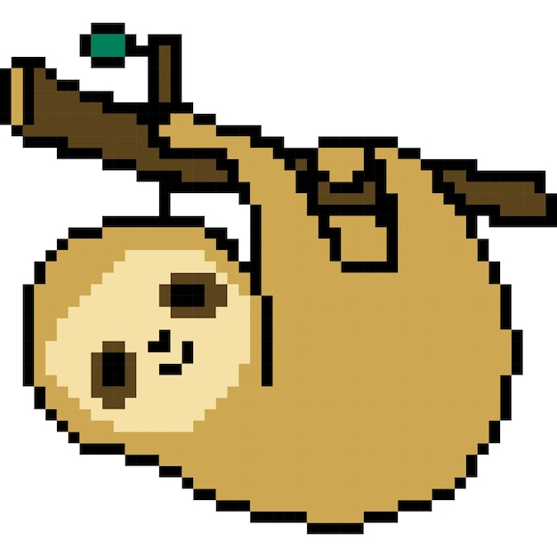 Ikona Kreskówki Sloth W Stylu Piksela