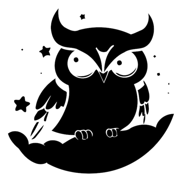 Plik wektorowy ikona kreskówki sowy ilustracja wektorowa uroczej sowy na księżycu