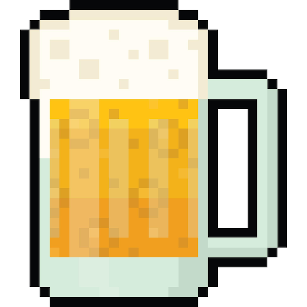Plik wektorowy ikona kreskówkowego kubka piwa w pikselowej sztuce